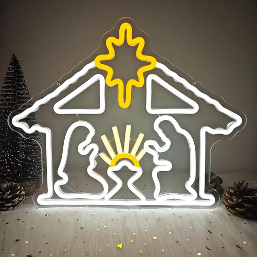 Insegna neon natalizia presepe - neon,